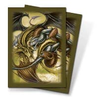 Trinity Dragon Gold Small Deck Protectors by Monte Moore (60-Pack)
