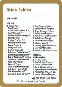 1998 Brian Selden Decklist Card