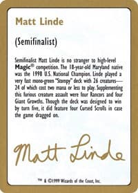 1999 Matt Linde Biography Card