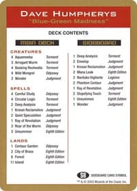 2003 Dave Humpherys Decklist Card