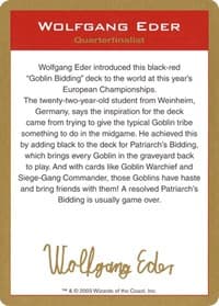 2003 Wolfgang Eder Biography Card