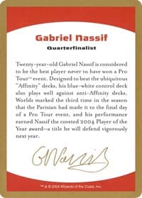 2004 Gabriel Nassif Biography Card