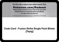 Code Card - Fusion Strike Single Pack Blister [Tepig]
