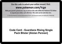 Code Card - Guardians Rising Single Pack Blister [Alolan Persian]