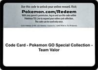 Code Card - Pokemon GO Special Collection - Team Valor