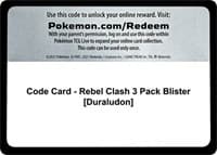 Code Card - Rebel Clash 3 Pack Blister [Duraludon]
