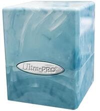 Marble Satin Cube - Light Blue and White