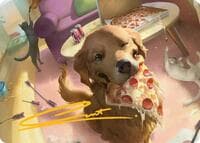 Lucky the Pizza Dog Art Card (Gold-Stamped Signature)